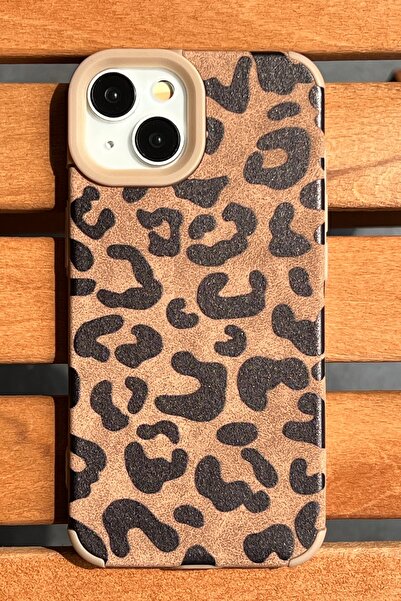 EDELFU حافظة مطبوعة غير قابلة للتقشير لهاتف iPhone 13 و14 بنمط الفهد وملمس مخ...