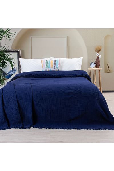 Püskül Tekstil Luxury Muslin Bedspread Double Extra Large - Soft, Thin Pique, Summer Throw Blanket