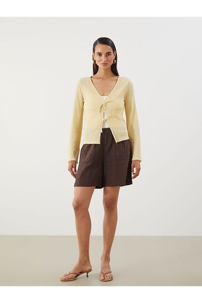 LC Waikiki LCWAIKIKI Classic V Yaka Dokulu Kadın Hırka