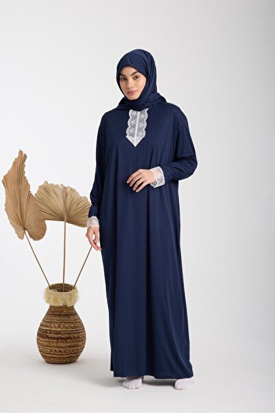 AKPİYYER Γυναικείο φόρεμα προσευχής με δαντέλα και μαντήλι