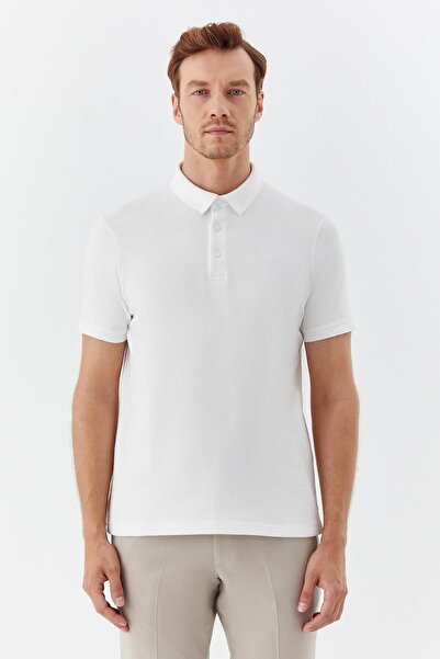 Sabri Özel Buttoned Polo Collar Men's T-Shirt Ecru