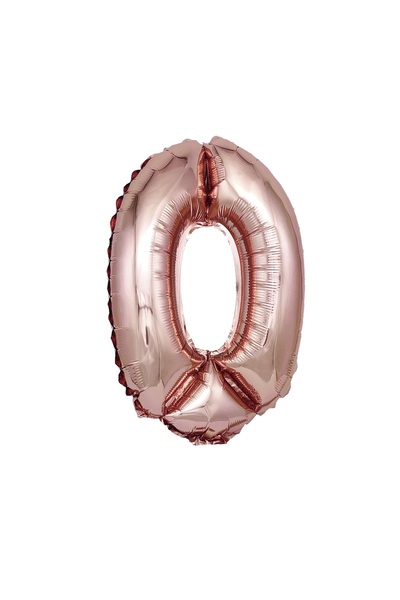 SDX Market Balon folie metalică, Numărul 0, 100 cm, Auriu roz