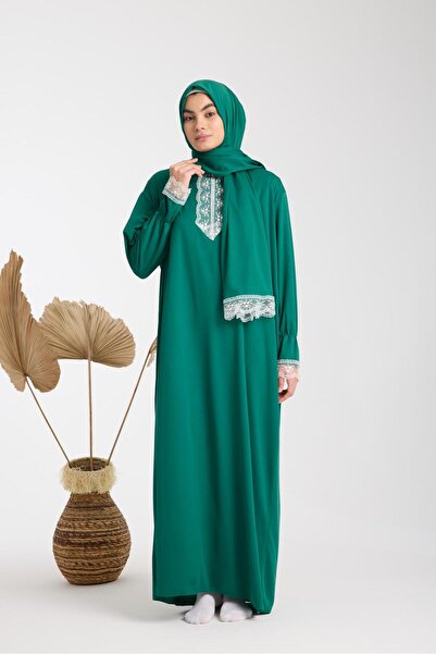 AKPİYYER One Piece Dress with Cap and Lace for Women Prayer