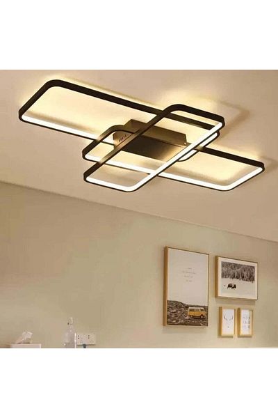 Alista Home Lustra LED cu telecomanda AXIS 96 W, 3 Elemente, lumina Rece/Calda/Neutra, Dimabila, Negru