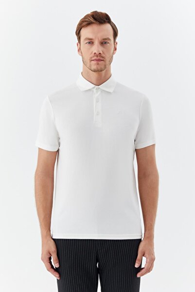 Sabri Özel Buttoned Polo Neck Men's T-Shirt Ecru