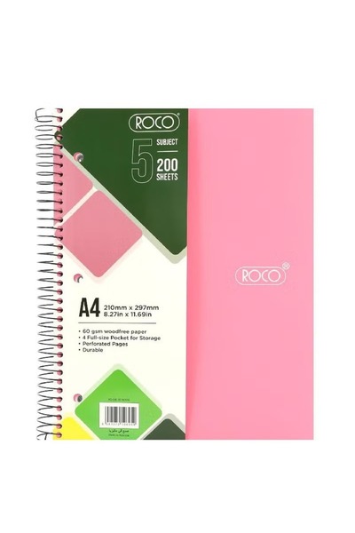 Roco Neon Notebook – A4 Size, 200 Sheets, Bright & Stylish