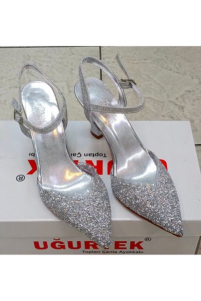 uğurtek Uğur Tek Broken Glass Silver Evening Dress Women's Shoes
