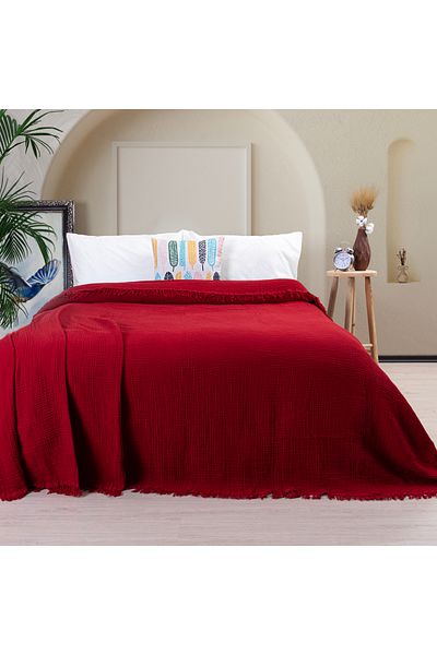 Püskül Tekstil Luxury Muslin Bedspread Double Extra Large - Soft, Thin Pique, Summer Throw Blanket