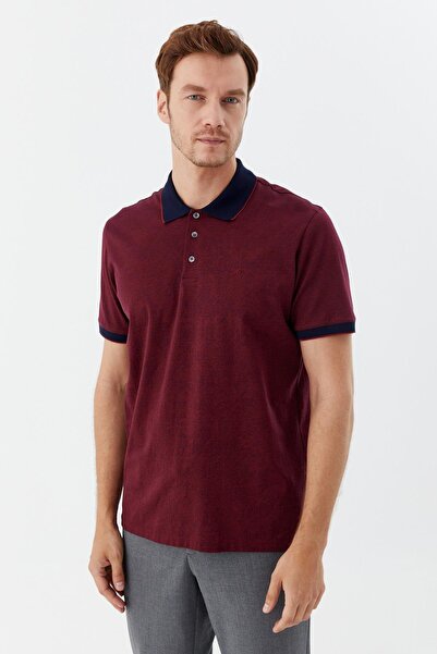 Sabri Özel Düğmeli Polo Yaka Desenli Erkek T-Shirt Lacivert