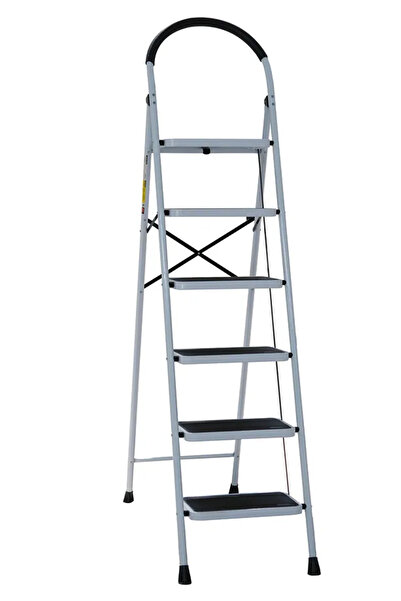 Genel Markalar 6 Basamaklı Katlanır Merdiven | Kaymaz Geniş Basamaklı Ev & Mutfak Tipi | Emniyetli