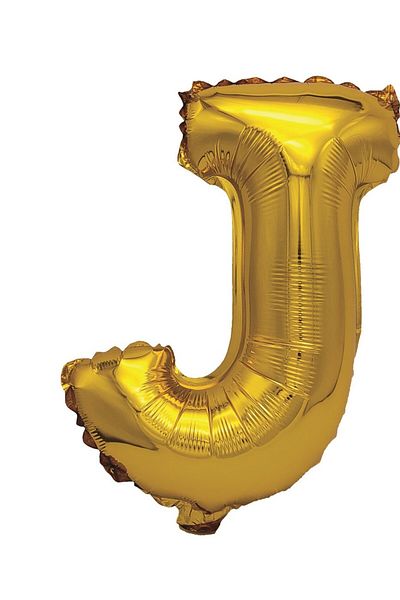 SDX Market Gold metallic foil balloon, Mirific Party, Letter J, 40 cm, Gold