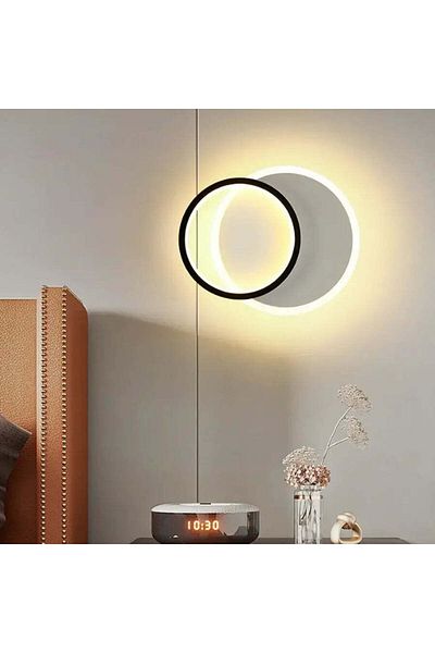 Alista Home Aplica LED SMALON 27 W, 2 Cercuri, lumina Rece/Calda/Neutra, Alb Negru
