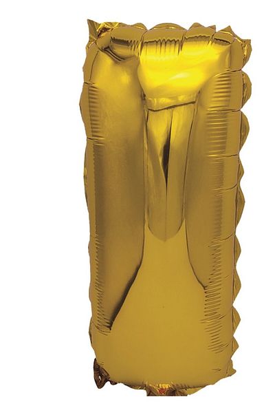 SDX Market Gold metallic foil balloon, Mirific Party, Letter I, 40 cm, Gold