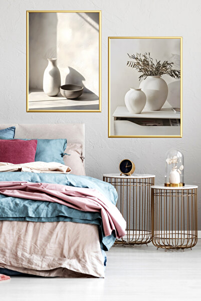 Linacci Σετ 2 χρυσό μεταλλικό πλαίσιο μαλακή γλάστρα από πραγματικό γυαλί