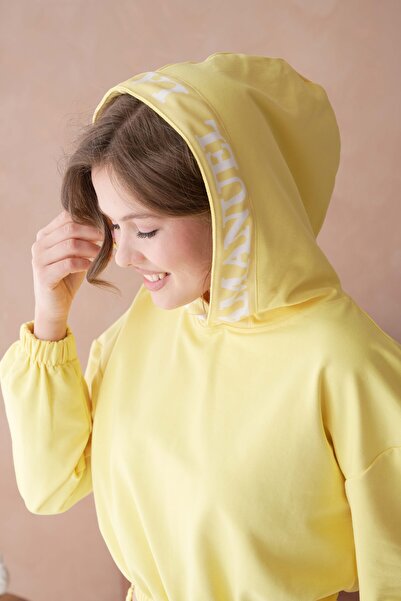 Lamanuel Σετ φόρμας oversize με ριγέ κουκούλα και ελαστική μέση