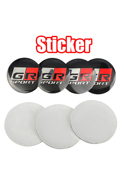 Choice5 ملصقات GR SPORT مقاس 56 مم باللون الأسود، 4 قطع، أغطية مركزية لعجلات ...
