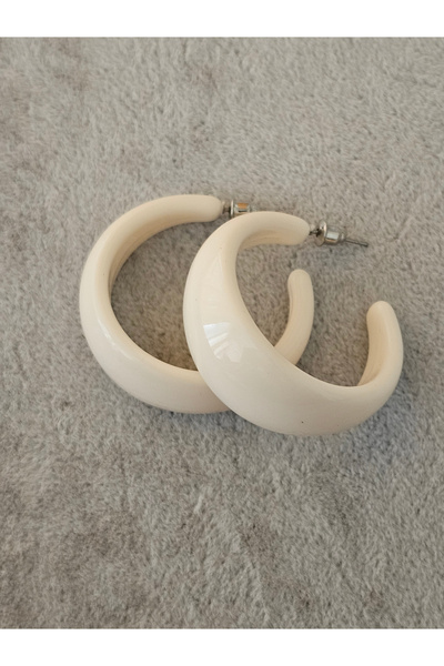 SiestaAccessories Cream Color Acrylic Hoop Earrings