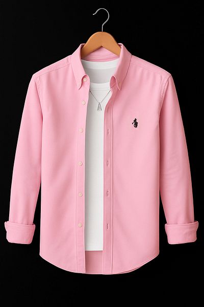 YNGMENCLASS Italian Cut Collar Buttoned Lycra Oxford Fabric Textured Shirt