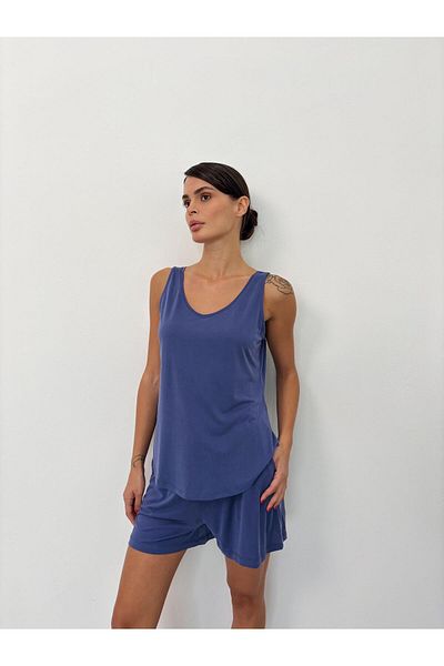 PJ’S ME V-Neck Flowy Indigo Modal Tank Top