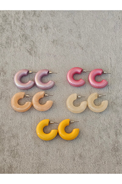 SiestaAccessories Sarı Akrilik Halka Küpe