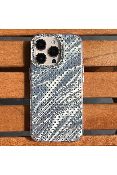 EDELFU iPhone 16 Pro Max Phone Case with Stone Camera Frame and Stone Design Glitter Show