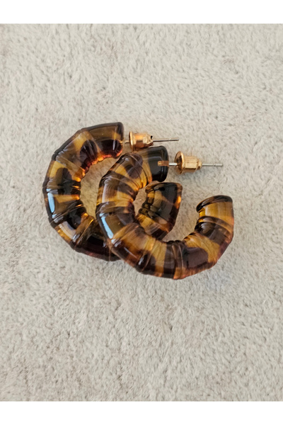 SiestaAccessories Leopar Desenli Akrilik Burgu Halka Küpe