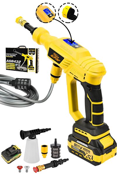 Newstar New Star Kömürsüz Motor Basınçlı Şarjlı Araç Yıkama Makinesi Sarı