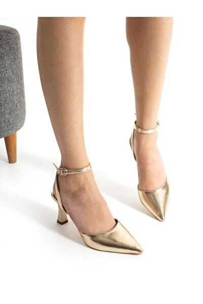 İNCEZEN SHOES Altın Rugan Topuklu Ayakkabı (7cm)