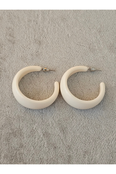 SiestaAccessories Cream Color Acrylic Hoop Earrings