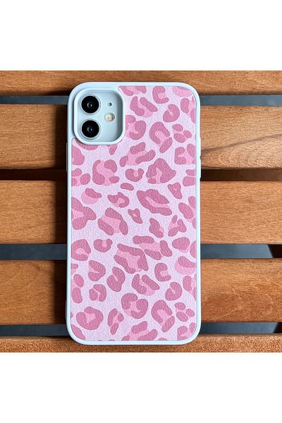 EDELFU iPhone 11 Leopard Pattern Case with Silicone Sides and Leather Back – Soft Velvet Inner Lining Cover