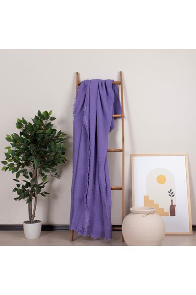 Püskül Tekstil Luxury Muslin Throw Blanket Wide 135X170Cm-100% Cotton Soft Quality Muslin Sofa Cover & Shawl