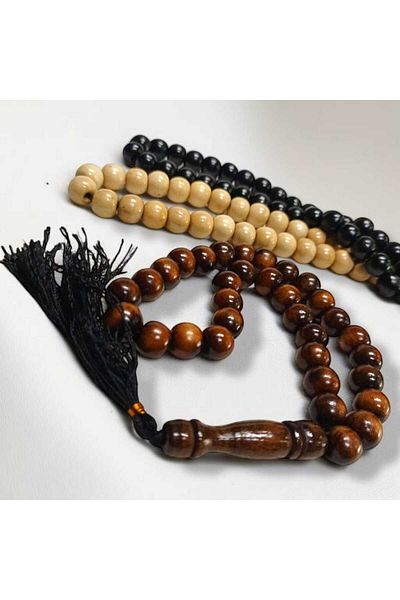 Wolawood Coffee Tree Prayer Beads 33 Large Grain Natural Wood Handmade Special Design Misbaha Spiritual Gift