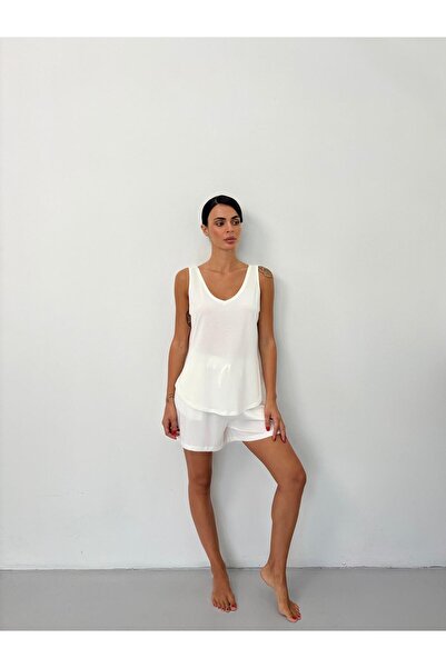 PJ’S ME Ecru Modal Shorts with Elastic Waist