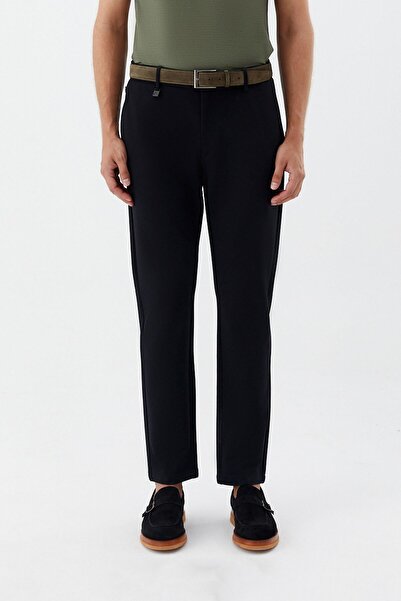 Sabri Özel Regular Fit Fermuar Detaylı Erkek Pantalon Siyah