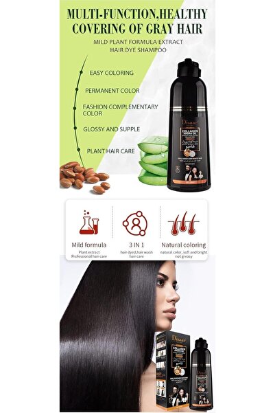 DISAAR Beauty شامبو سريع لتلوين الشعر بزيت الأرغان والكولاجين، أسود طبيعي - 4...