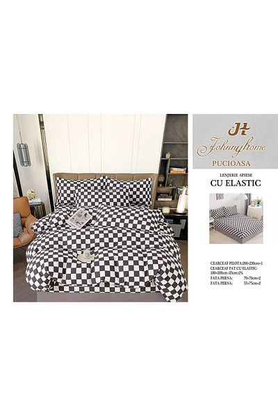 FIONNA.RO Finet Bed Linen With Elastic - White/Grey