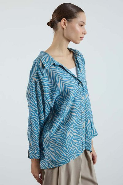 369 etnik butik Zebra Patterned Oversize Shirt – Buttoned – Long Sleeve