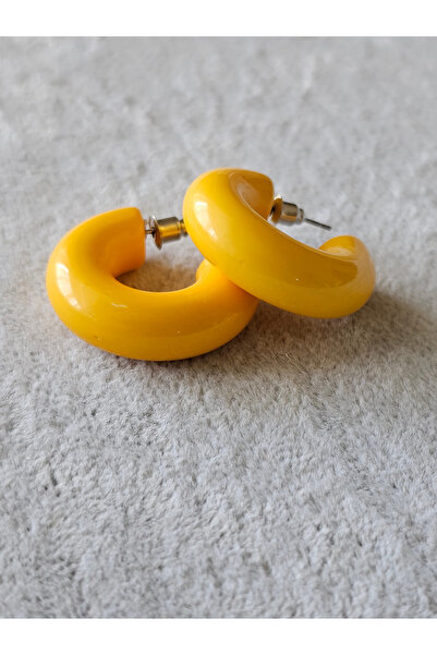 SiestaAccessories Sarı Akrilik Halka Küpe