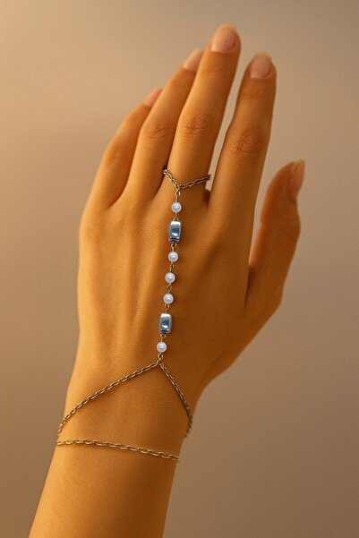 X-Lady Accessories Gümüş Renk Kare Sıra İnci Çelik Şahmeran - 3551