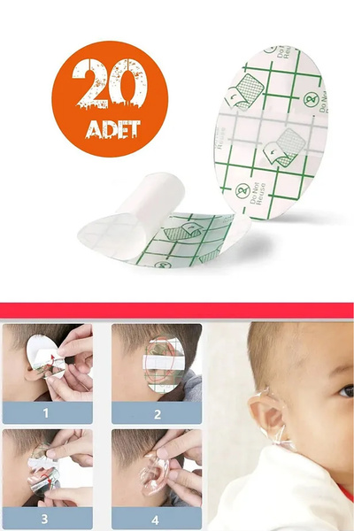 adornazzle 20’li Bebek ve Çocuk Kulak İçin Su Geçirmez Bant, Bebek Kulak Koru...