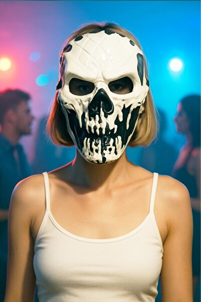 BeySüS Cadılar Bayramı Halloween Dark Fang Maske Siyah Beyaz