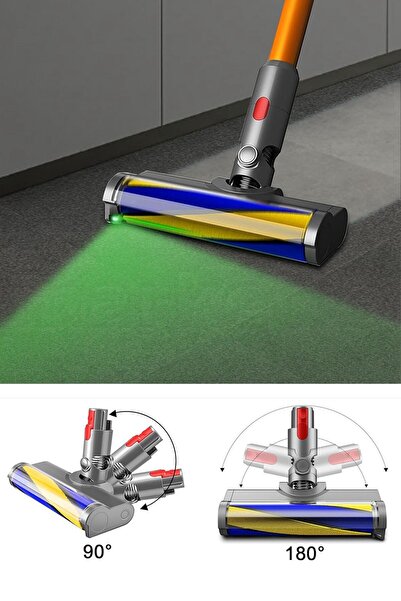 Marketto Uyumlu Dyson V12 Detect İçin Rulolu Emici Yer Başlığı LEDLİ ( Sadece...