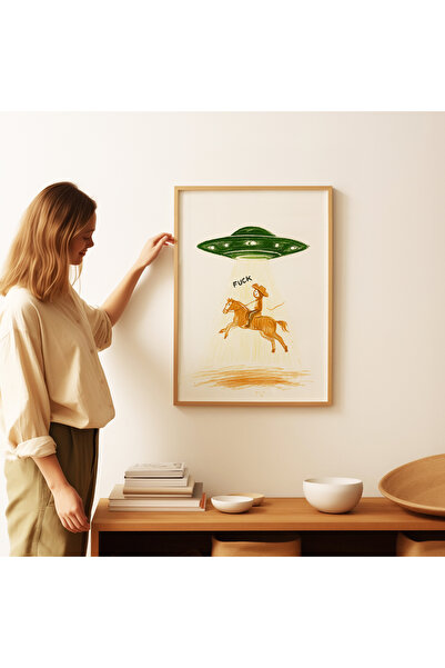 ARTHOUSECOLLECTIVE UFO Cowboy - Desen amuzant Poster Western - Poster fără cadru în dimensiuni de pictură