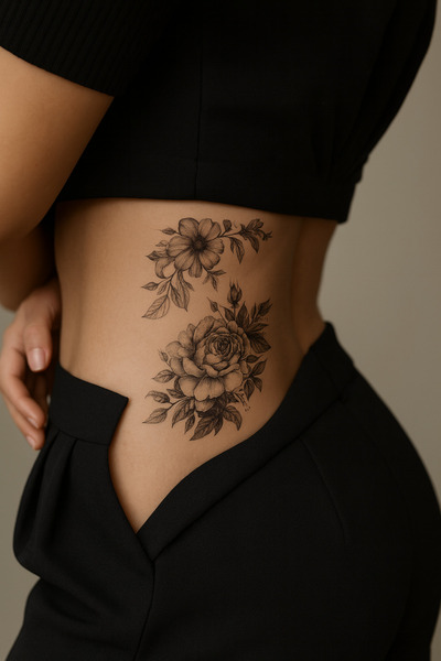 Lorvia Gerçek Çiçek Desenli Geçici Dövme – Gül ve Çiçek Modelli 3 Boyutlu Tattoo Tasarımı
