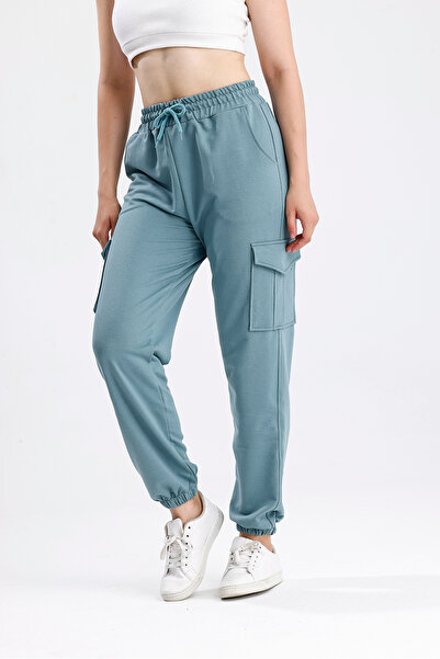 Green Hill Water Green Sweatpants with Cargo Pockets and Elastic Waist