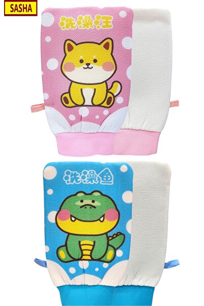 SASHA 2 ليفة استحمام قفاز حمام لتنظيف الجسم وتقشير الجلد وإزالة الاوساخ والده...