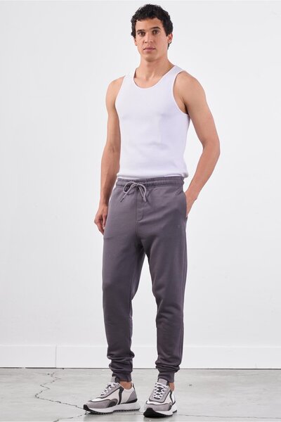 Dufy Antrasit Bağcıklı Erkek Regular Fit Eşofman Altı