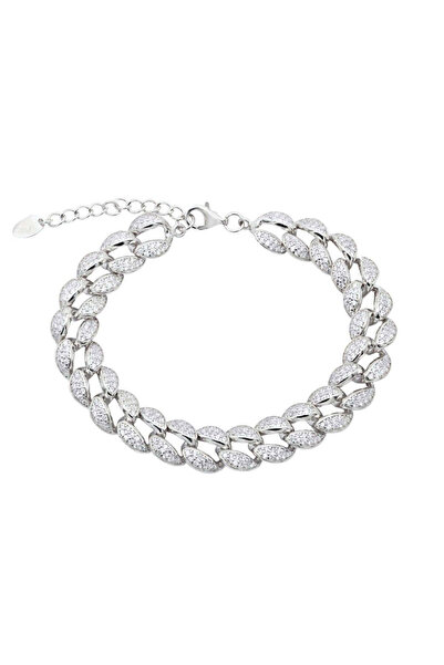 Bijuteria SORELLY Bratara Argint Cuban Link cu Pietre Zirconia Albe