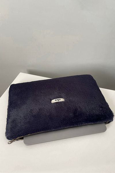 eles Navy Blue Plush Tablet Bag, Navy Blue Tablet Case