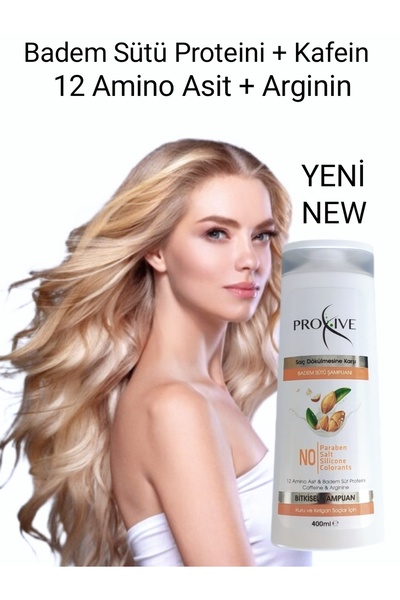 PROXİVE Repairing Anti-Hair Loss Almond Milk Shampoo for Quickly Breaking Lifeless Hair 400 ml